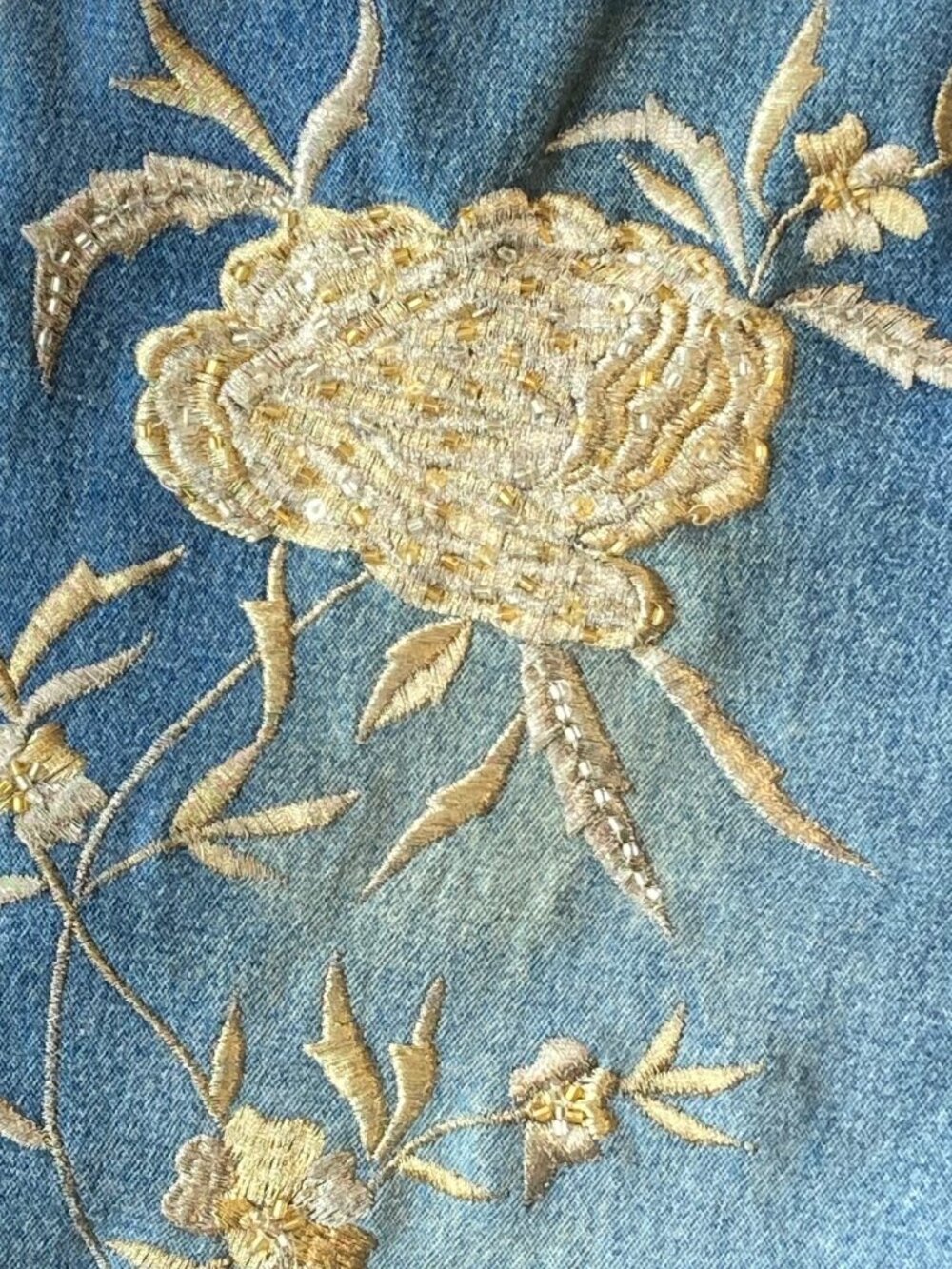 Cache Vintage VTG Embroidered Beaded Bootcut Jeans Womens 6 Blue Denim - Picture 3 of 14